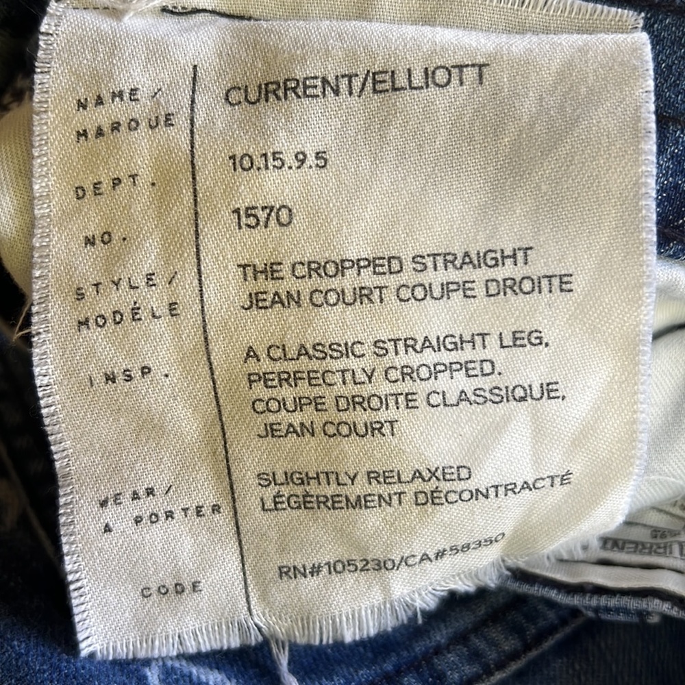 Current/Elliott Cropped Straight Jeans Distressed - Picture 7 of 9